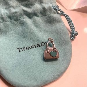 SOLD Tiffany handbag charm with blue heart